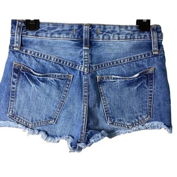 Free People Denim 5  Button Fly High Waist Jean Raw Hem Cutoff Shorts Size 24 - Picture 2 of 6